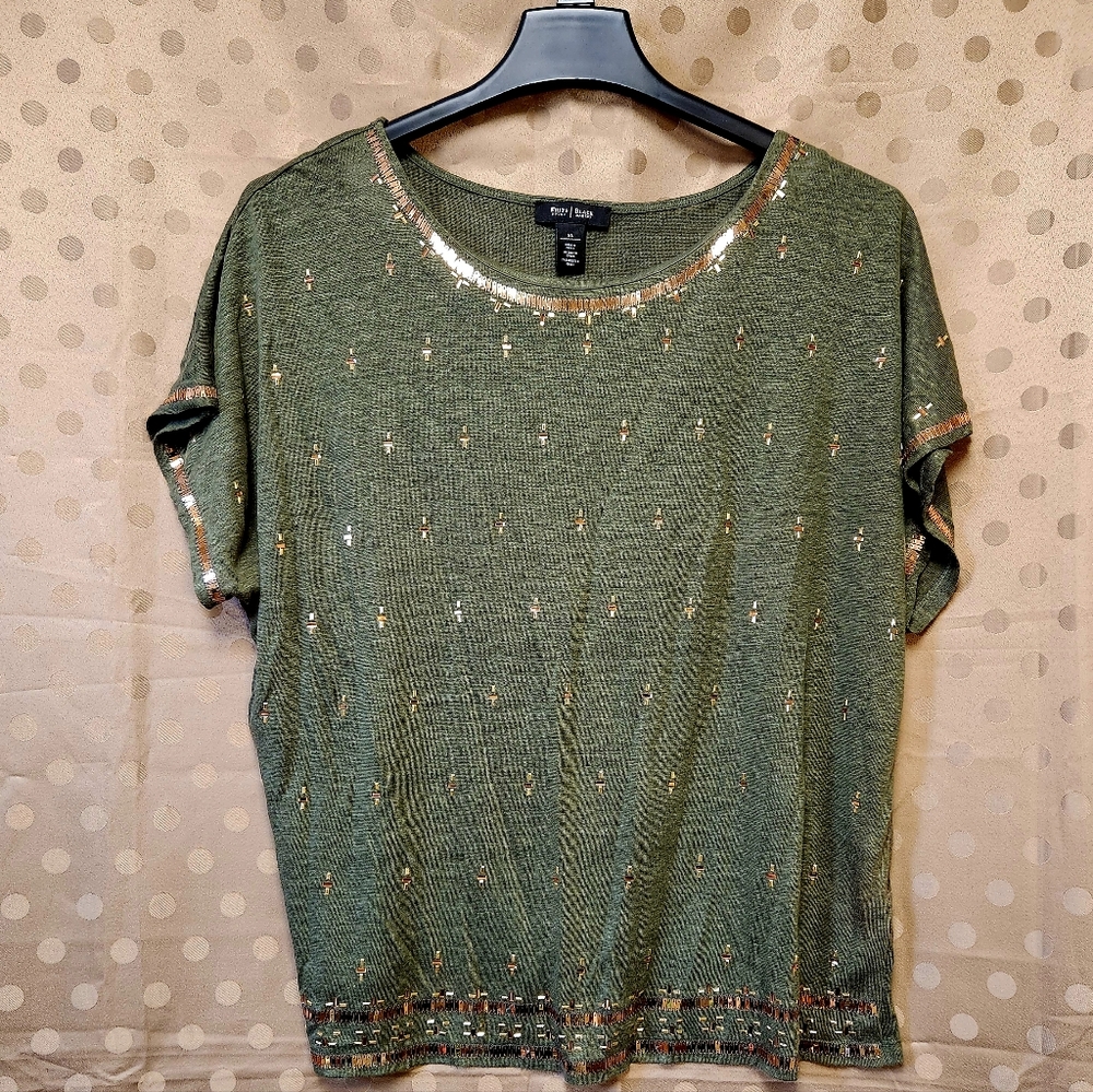 Olive shirt with some bling!